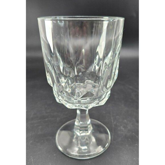 Arcoroc France Clear Glass Goblet Wine Water Glass 5.75 Diamond Pattern DH1375 - Picture 5 of 5